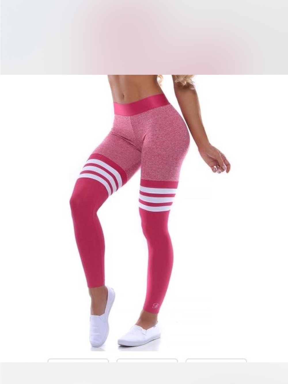 Bombshell Sportswear Pink Striped Athletic Leggings